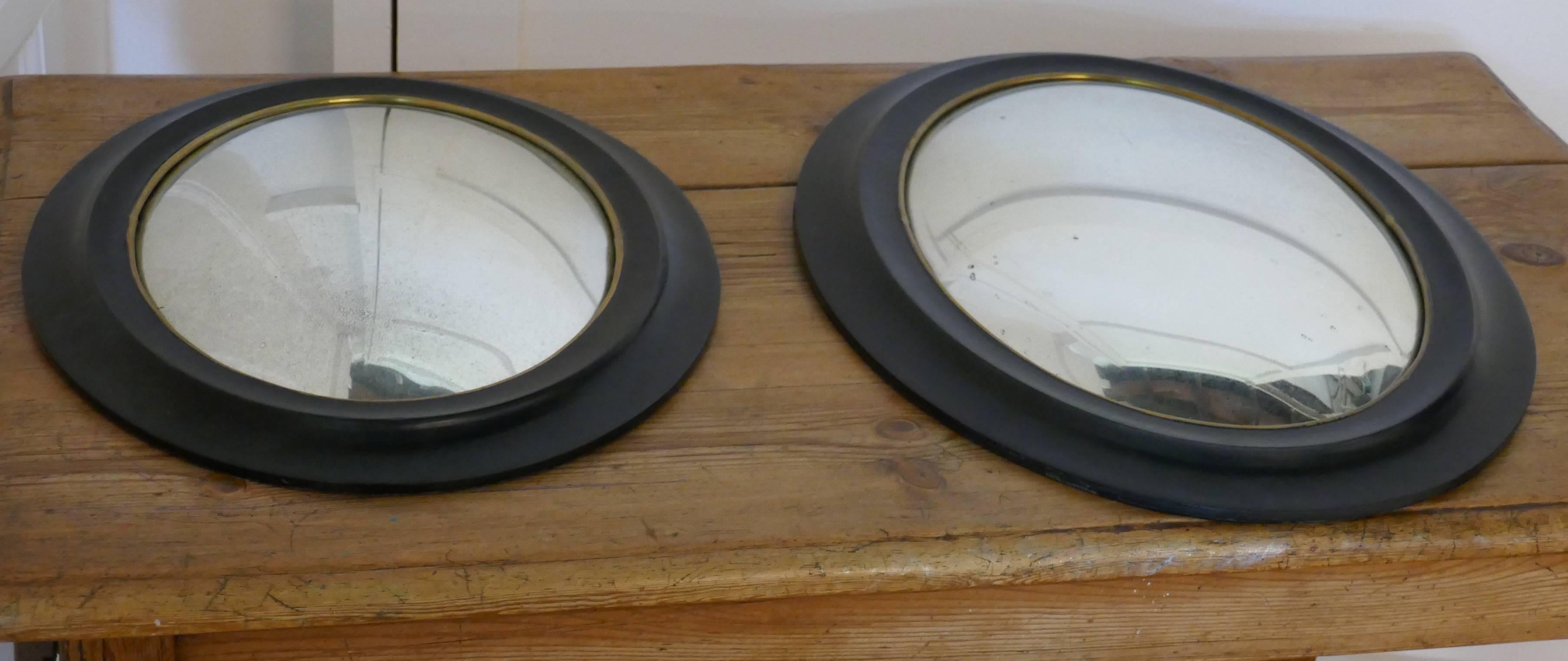 19th Century Regency Style Ebonised Convex Oval Wall Mirror