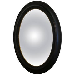 Regency Style Ebonised Convex Oval Wall Mirror