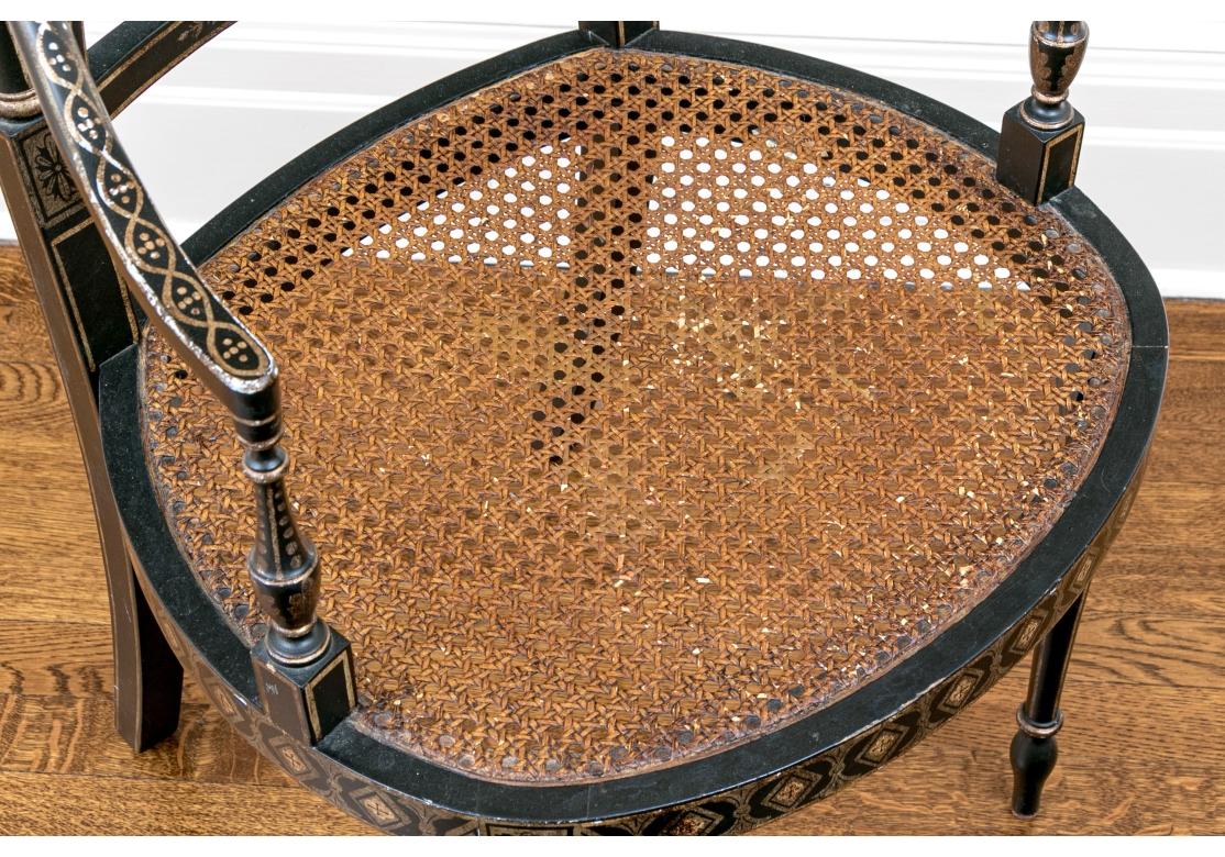 Regency Style Ebonized And Caned Accent Chair For Sale 3