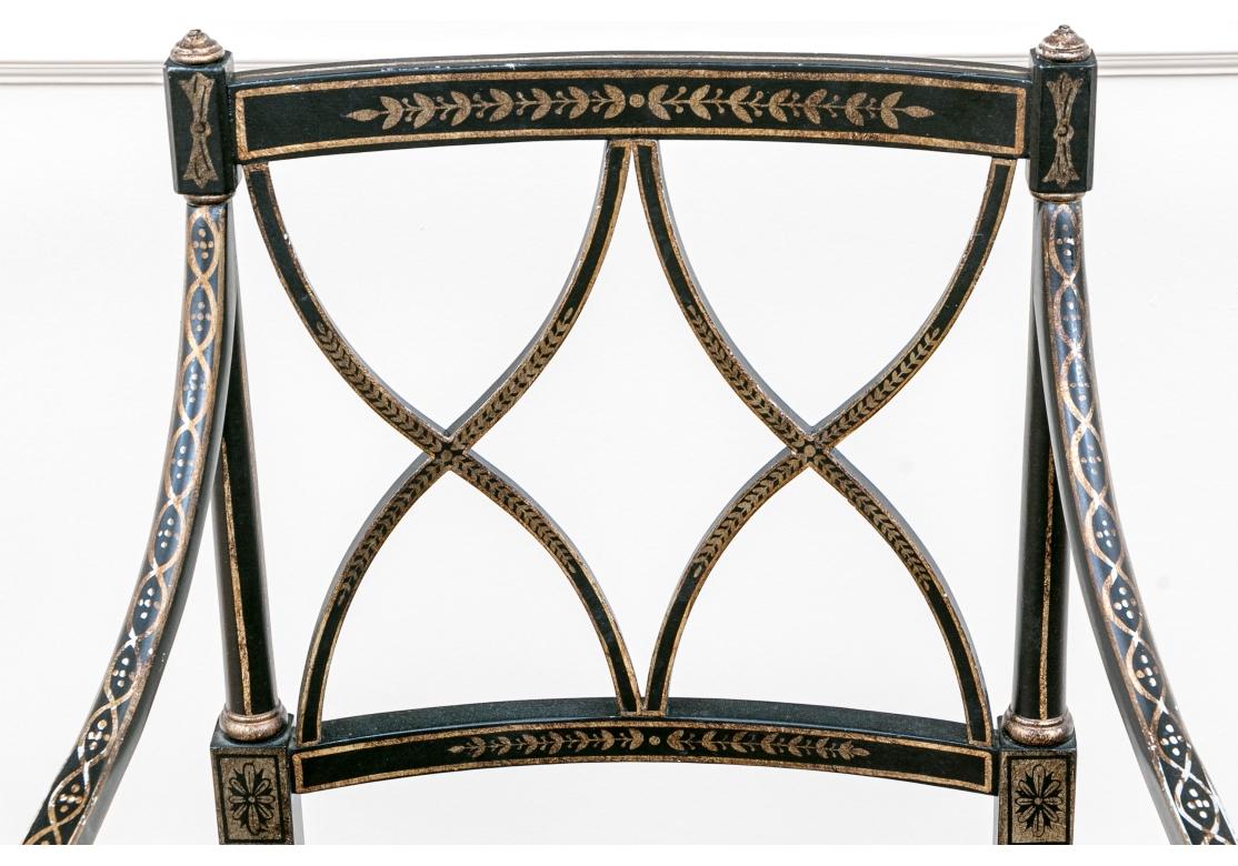 Regency Style Ebonized And Caned Accent Chair For Sale 4