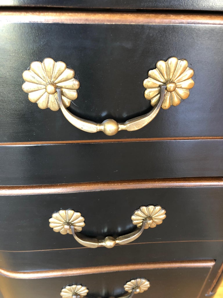 Regency Style Ebonized Chest of Drawers with Gold Hardware For
