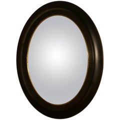 Regency Style Ebonized Convex Oval Wall Mirror