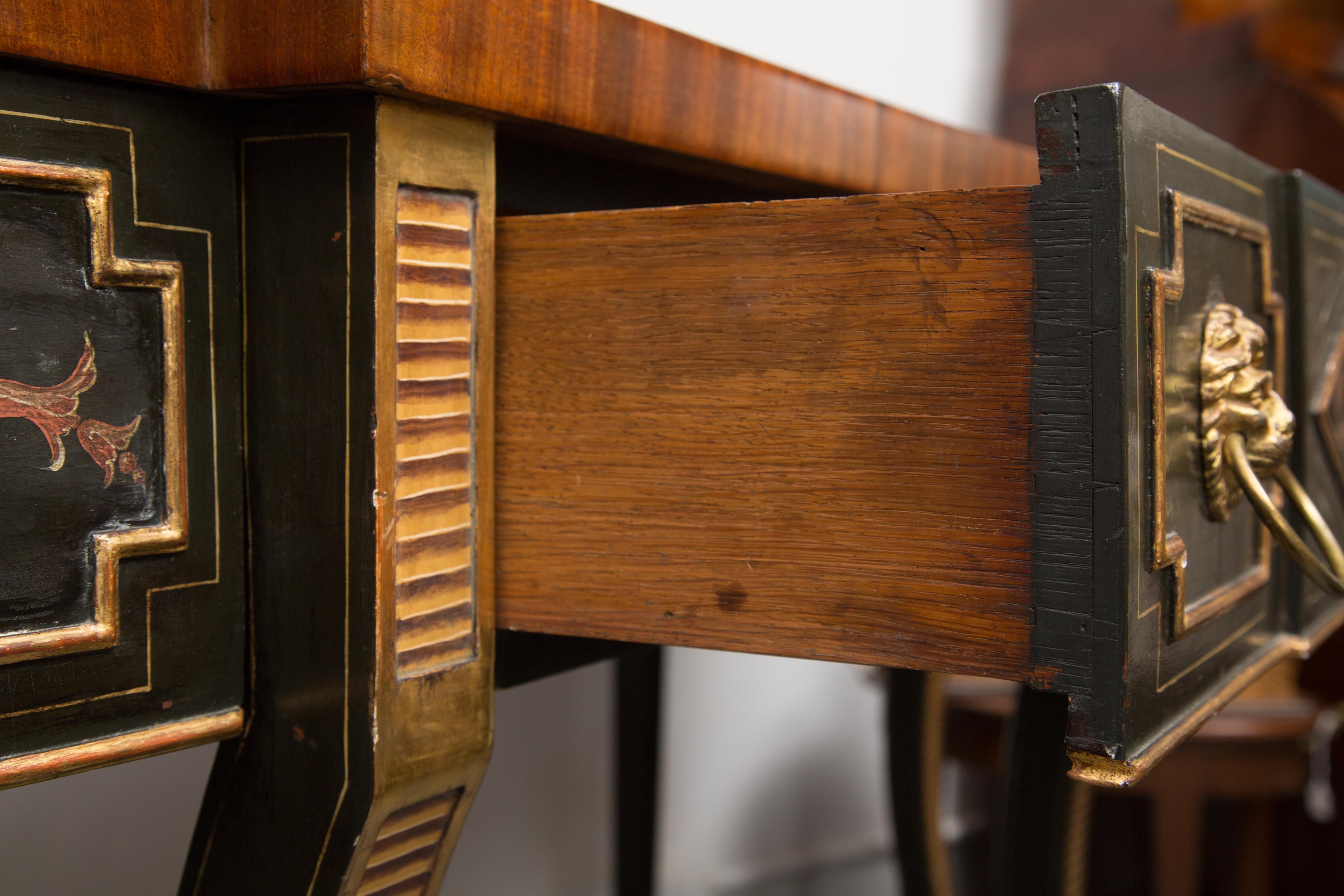 Wood Regency Style Ebonized, Gilt and Mahogany Server or Console Table For Sale