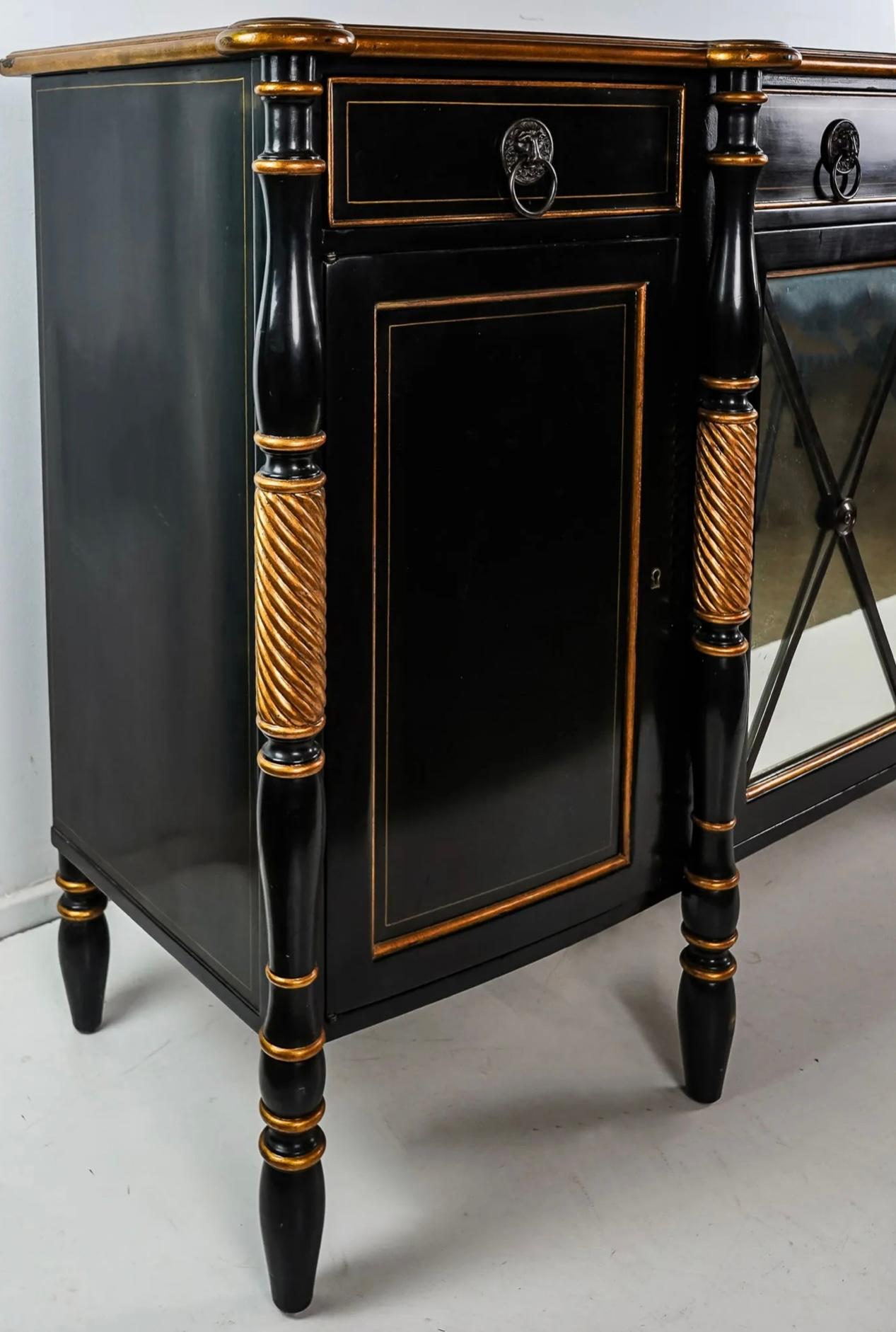 20th Century Regency Style Ebonized Sideboard / Credenza / Server By Hickory White  For Sale