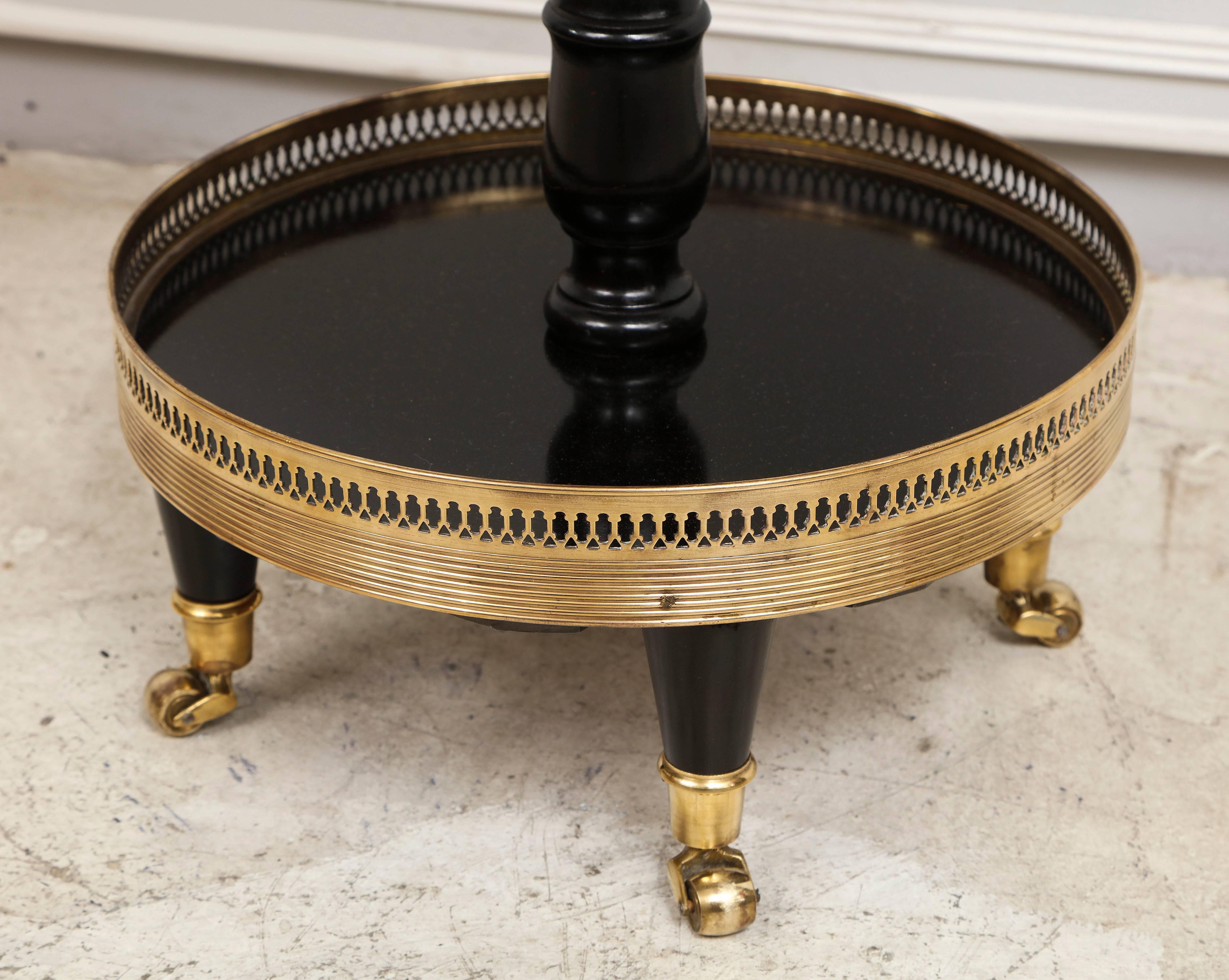 French Regency Style End Table with Brass Gallery on Brass Sabots
