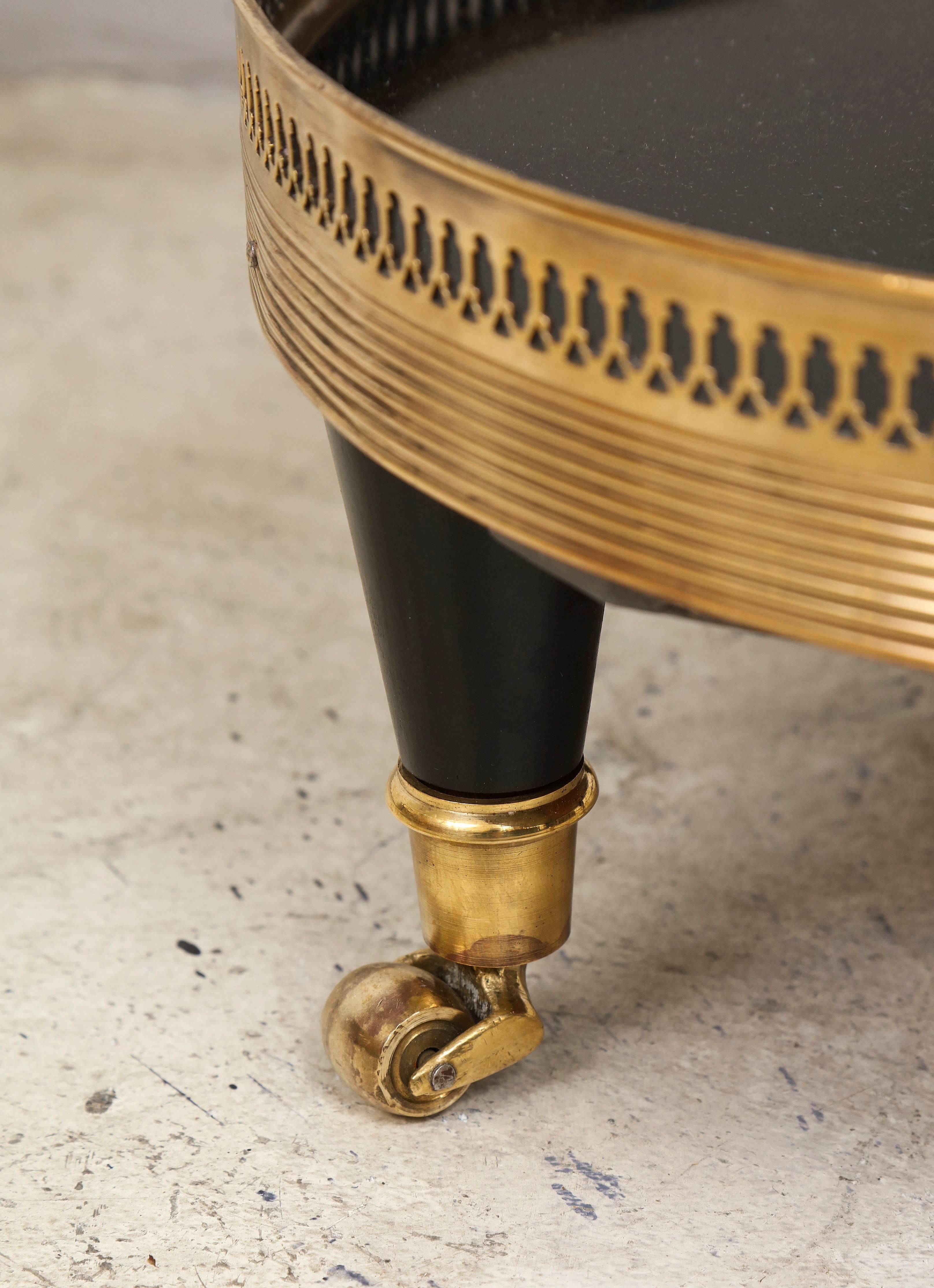 Regency Style End Table with Brass Gallery on Brass Sabots In Excellent Condition In New York, NY