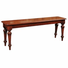 Regency Style English Mahogany Hall Bench, 19th Century