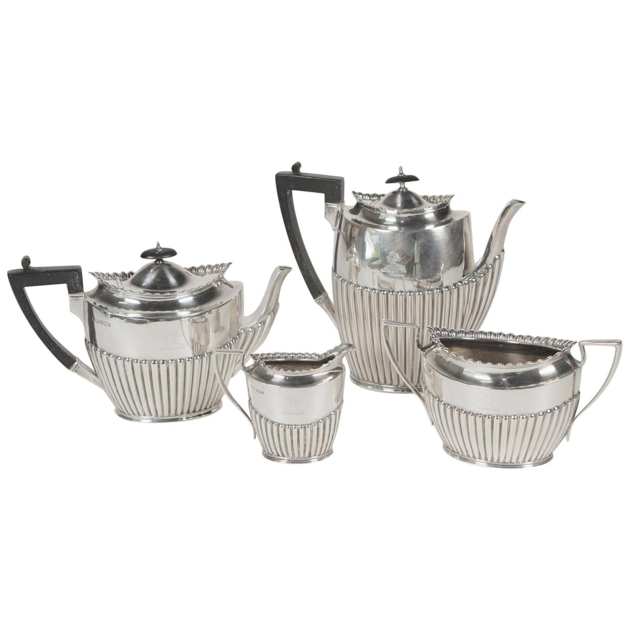 Regency Style English Sterling Four-Piece Tea and Coffee Service