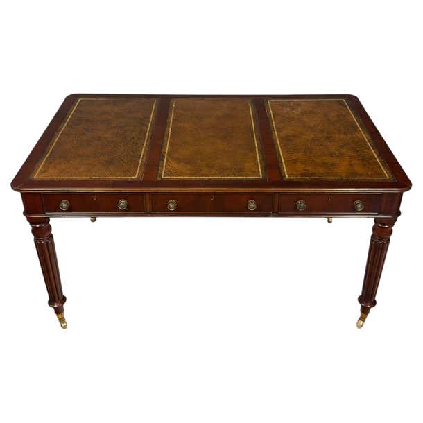 Craft Writing Style Regency Style English Writing Table with Leather Surface For Sale at ...