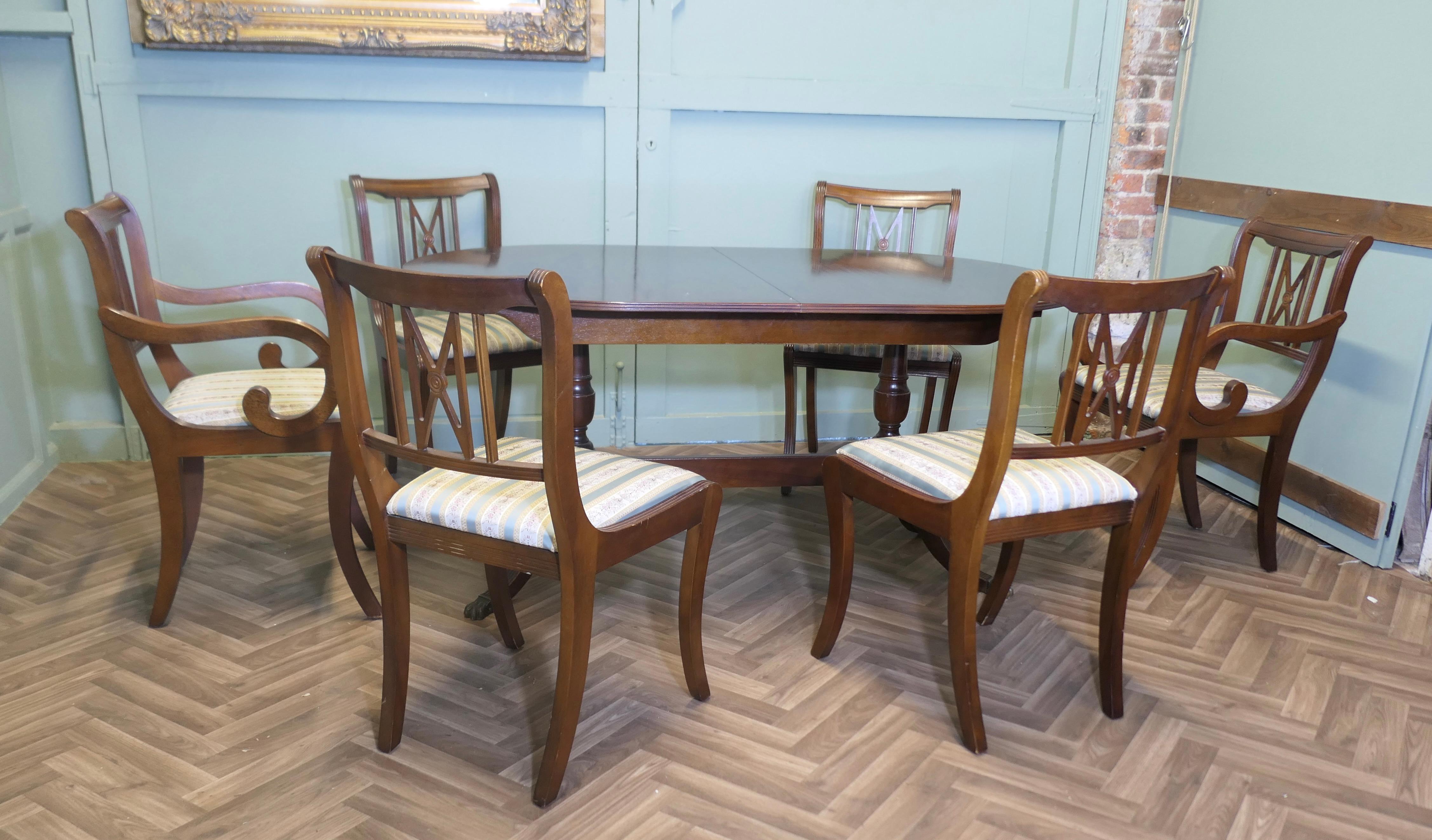 Regency Style Extending Dining Table and 6 Chairs For Sale 8