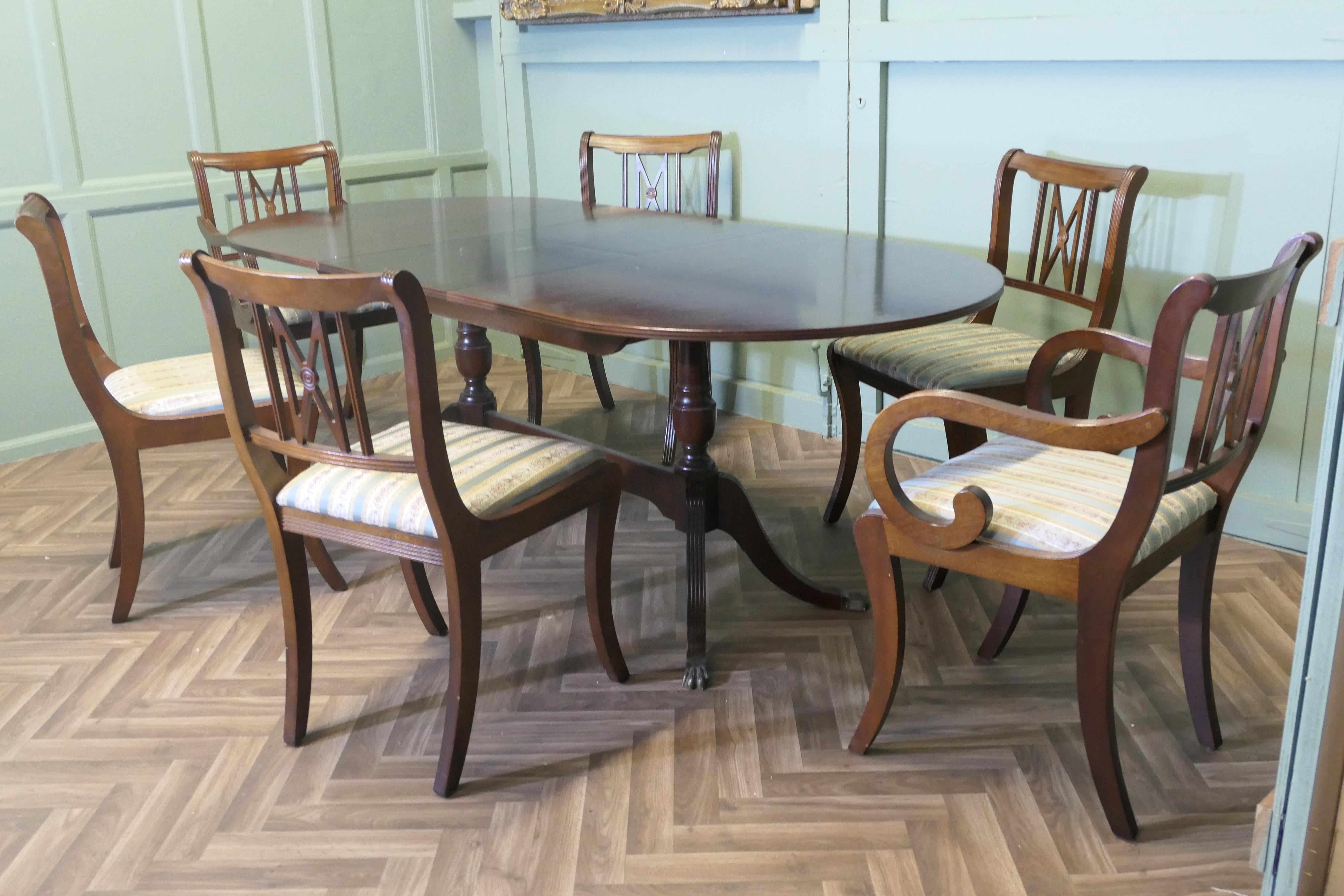 Mahogany Regency Style Extending Dining Table and 6 Chairs For Sale