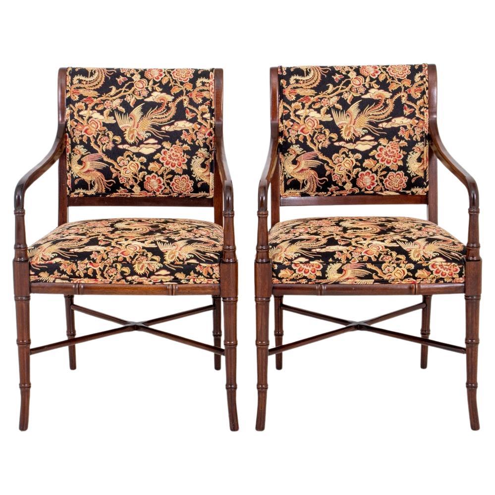Regency Style Faux Bamboo Arm Chairs, 2