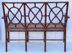 Regency Style Faux Bamboo Bench or Settee with a Faux Tortoise Finish
