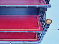 Regency Style Faux Bamboo Black Lacquer Chinoiserie Bookcase by Maitland Smith