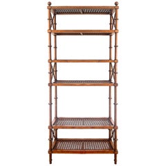 Regency Style Faux Bamboo, Cane Étagère Display Shelves