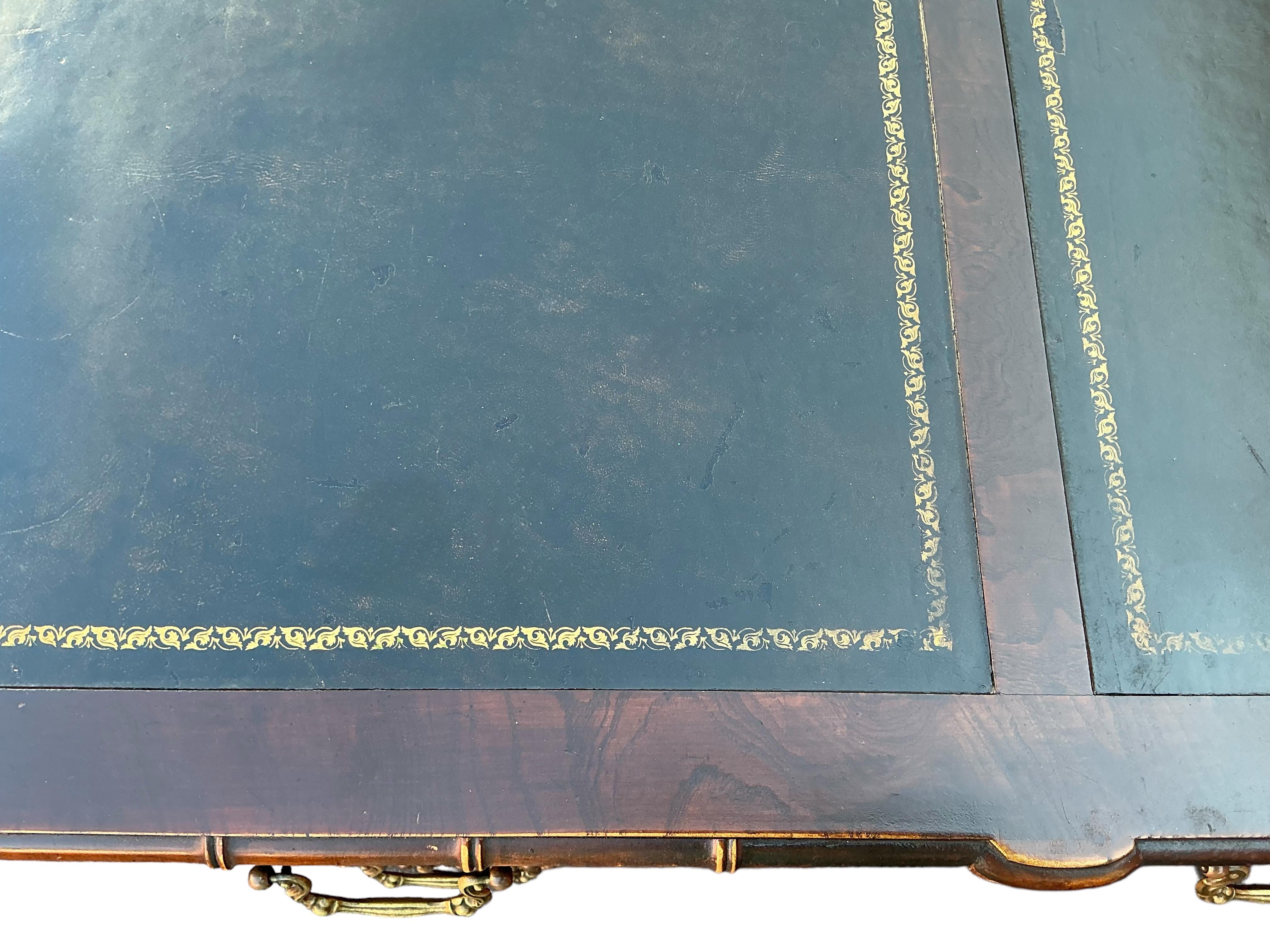 Regency Style Faux Bamboo Chinoiserie Leather Topped Desk Att. Baker Furniture 2