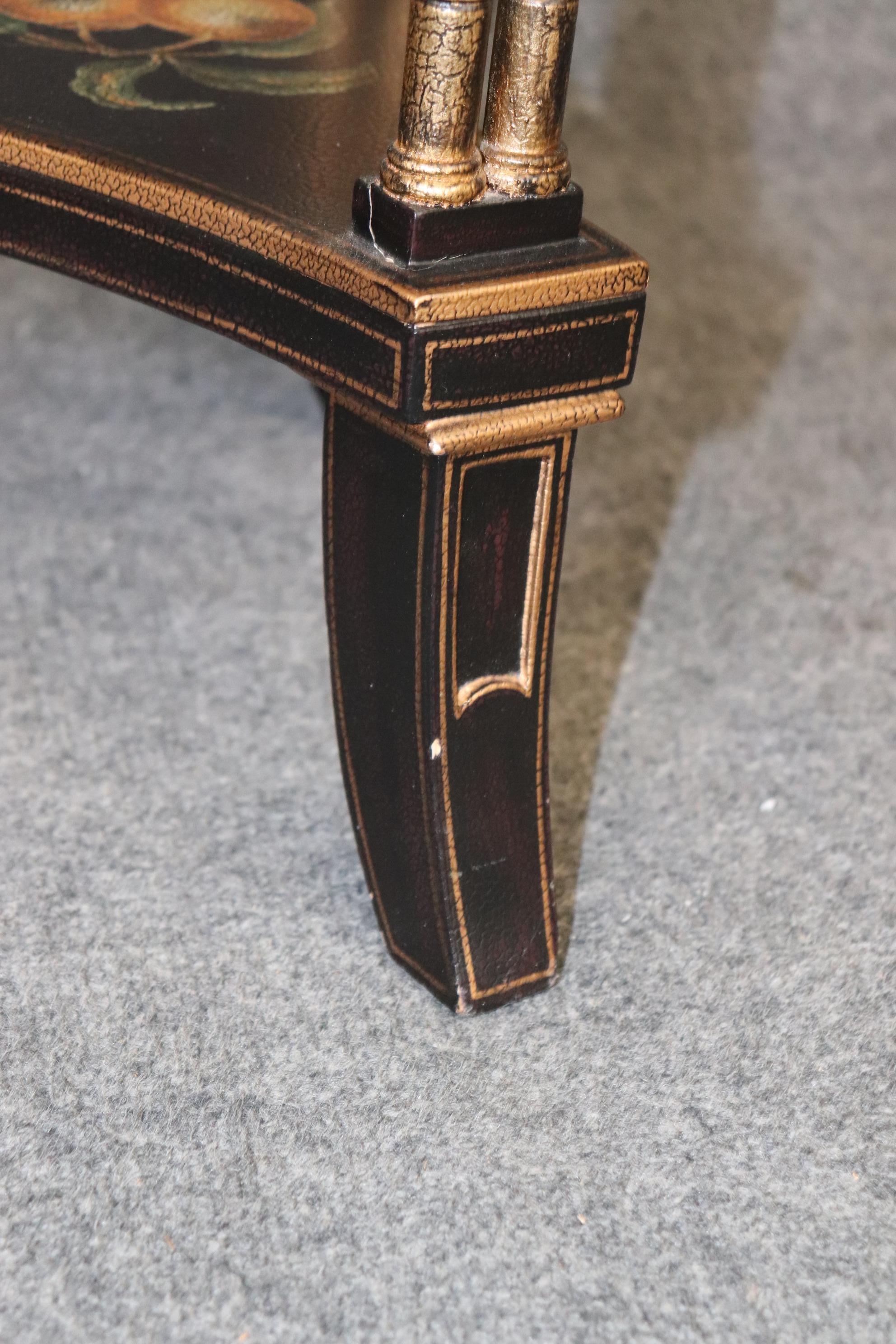 20th Century Regency Style Faux Bamboo Ebonized and Gilt Side Table by Drexel Heritage