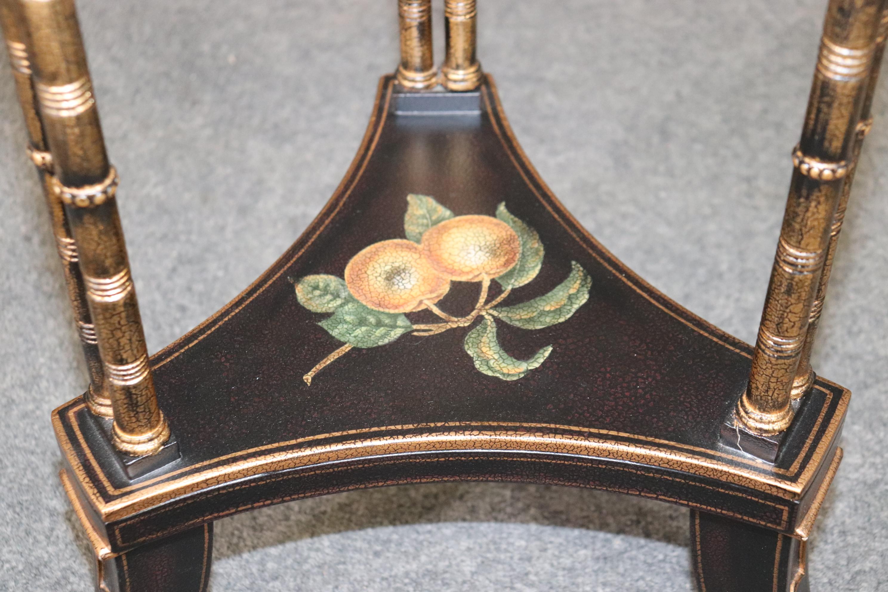 Composition Regency Style Faux Bamboo Ebonized and Gilt Side Table by Drexel Heritage