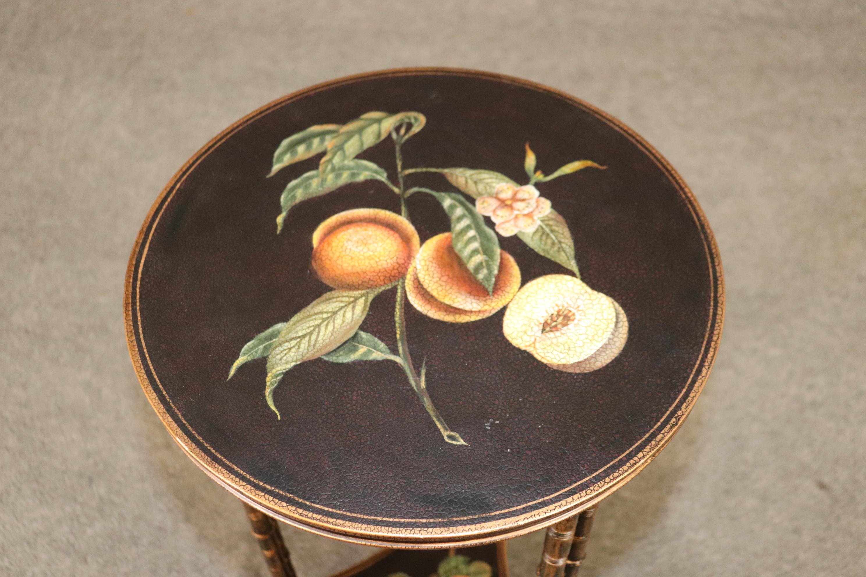 Regency Style Faux Bamboo Ebonized and Gilt Side Table by Drexel Heritage 1
