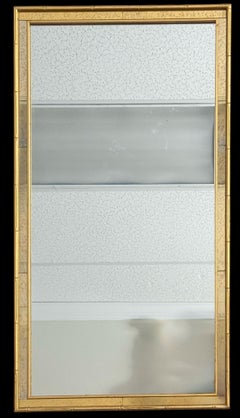 Regency Style Faux Bamboo Giltwood Eglomise Wall Mirrors By LaBarge - Pair