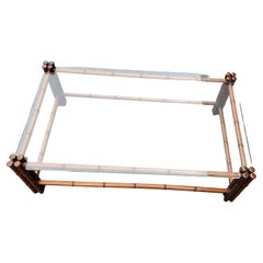 Regency Style Faux Bamboo Mahogany  Glass Top Cocktail Table Coffee Table