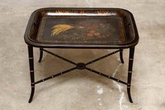 Regency Style Faux Bamboo Painted Tole Tray Table