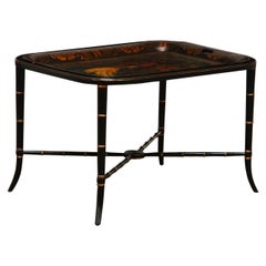 Regency Style Faux Bamboo Painted Tole Tray Table