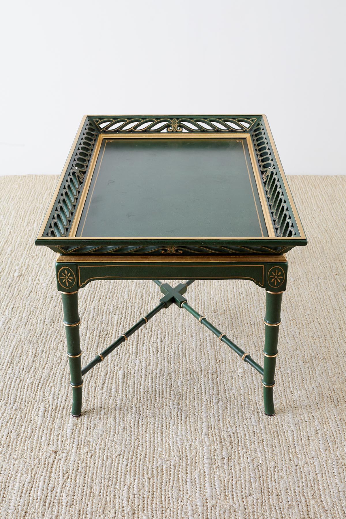 Regency Style Faux Bamboo Parcel Gilt Tray Table 3