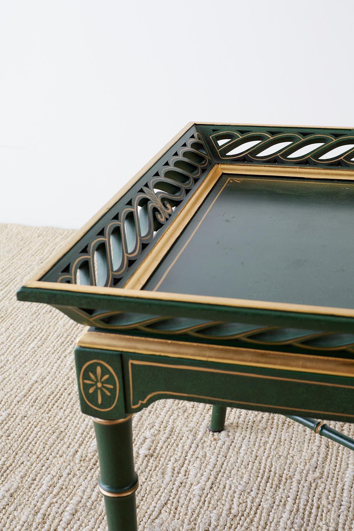 Regency Style Faux Bamboo Parcel Gilt Tray Table 2