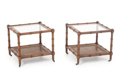 Regency Style Faux Bamboo Side Tables, Pair