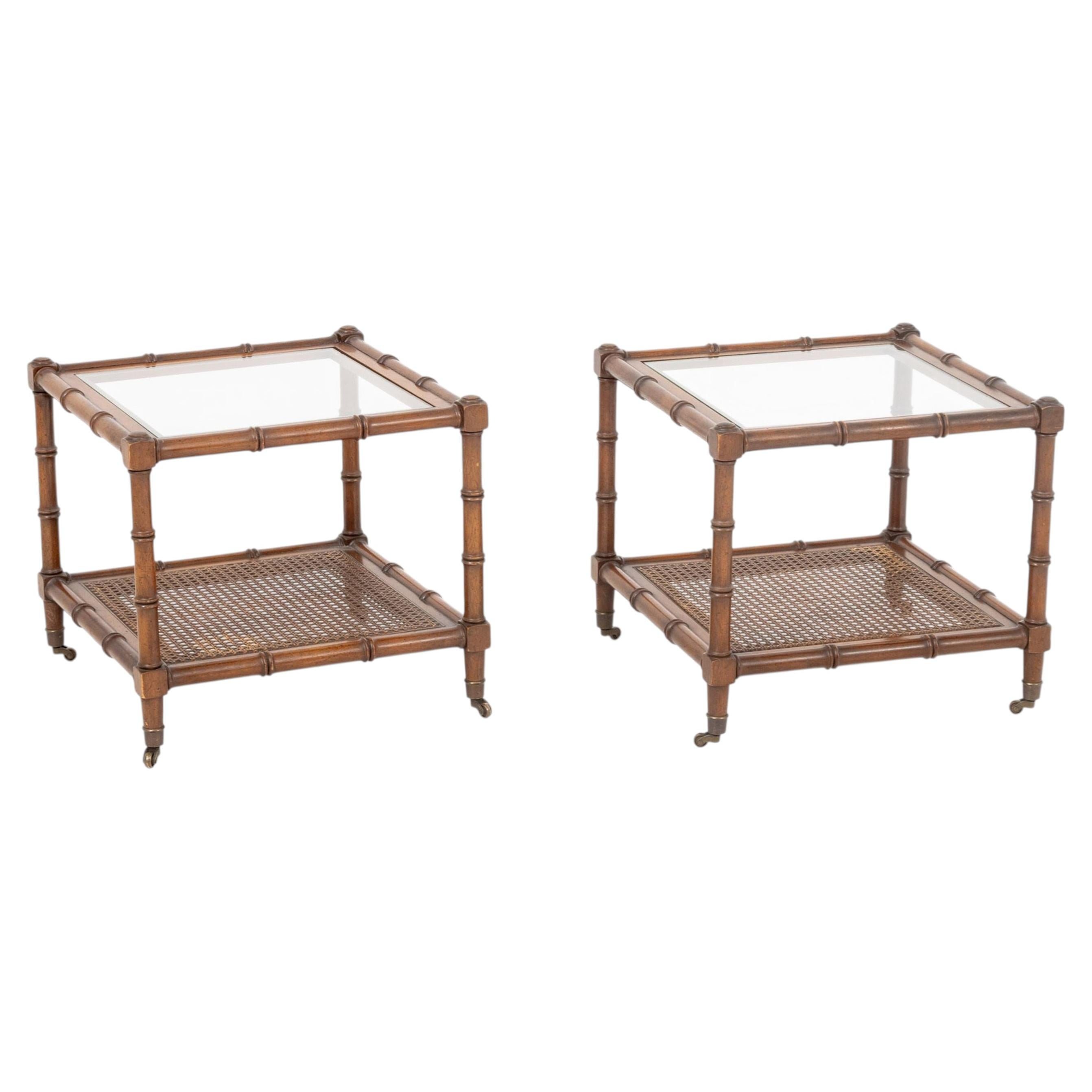 Regency Style Faux Bamboo Side Tables, Pair