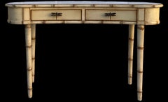 Regency Style Faux Bamboo Writing Deak / Console Table By Chelsea House