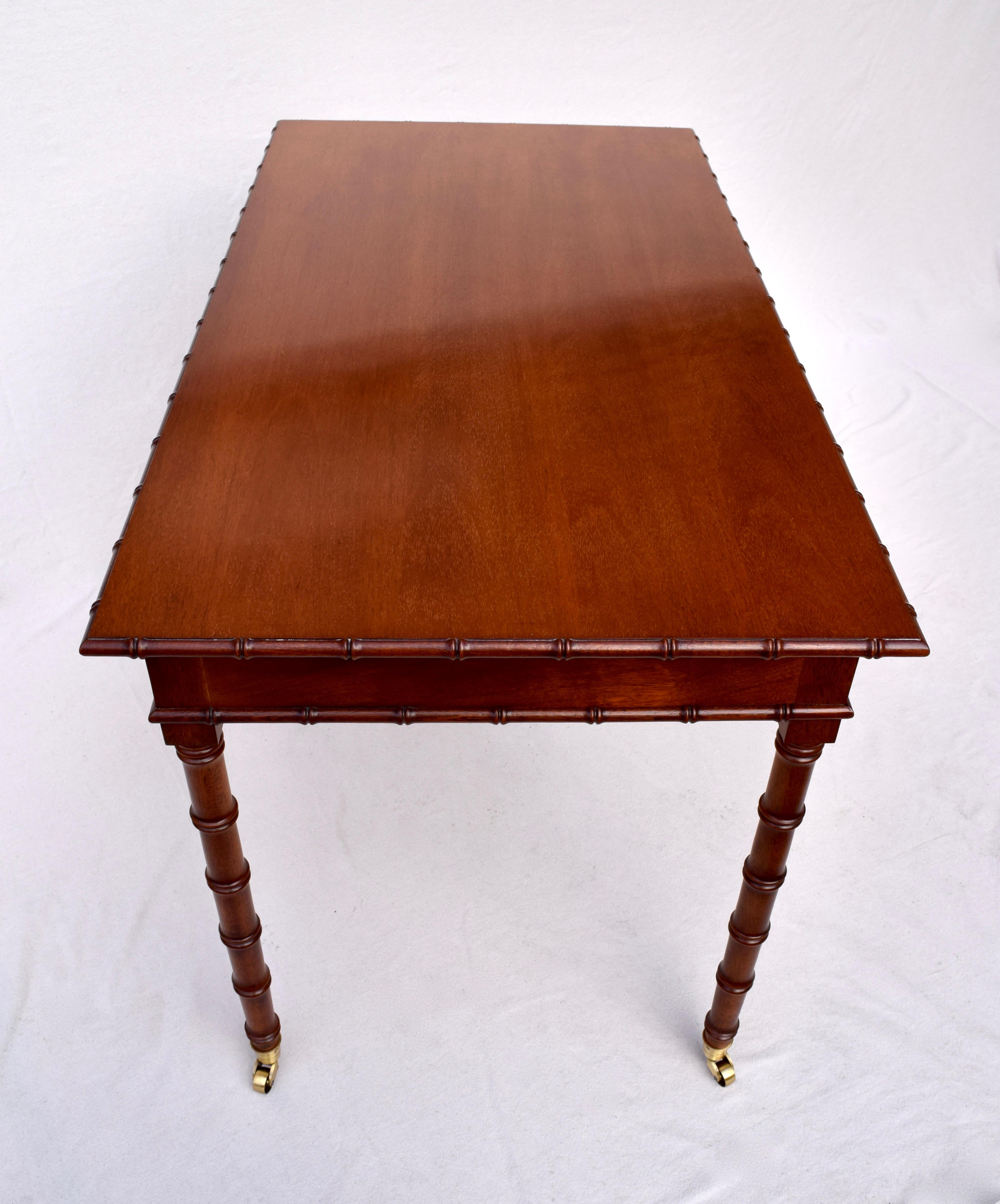 Contemporary Regency Style Faux Bamboo Writing Desk