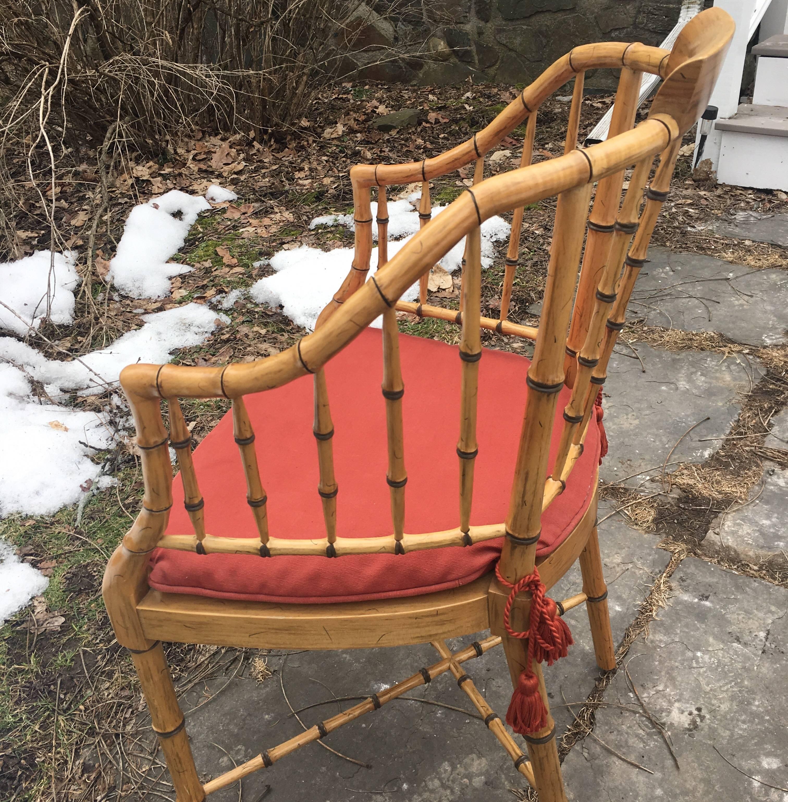 Painted Regency Style Faux Bamboo Armchair