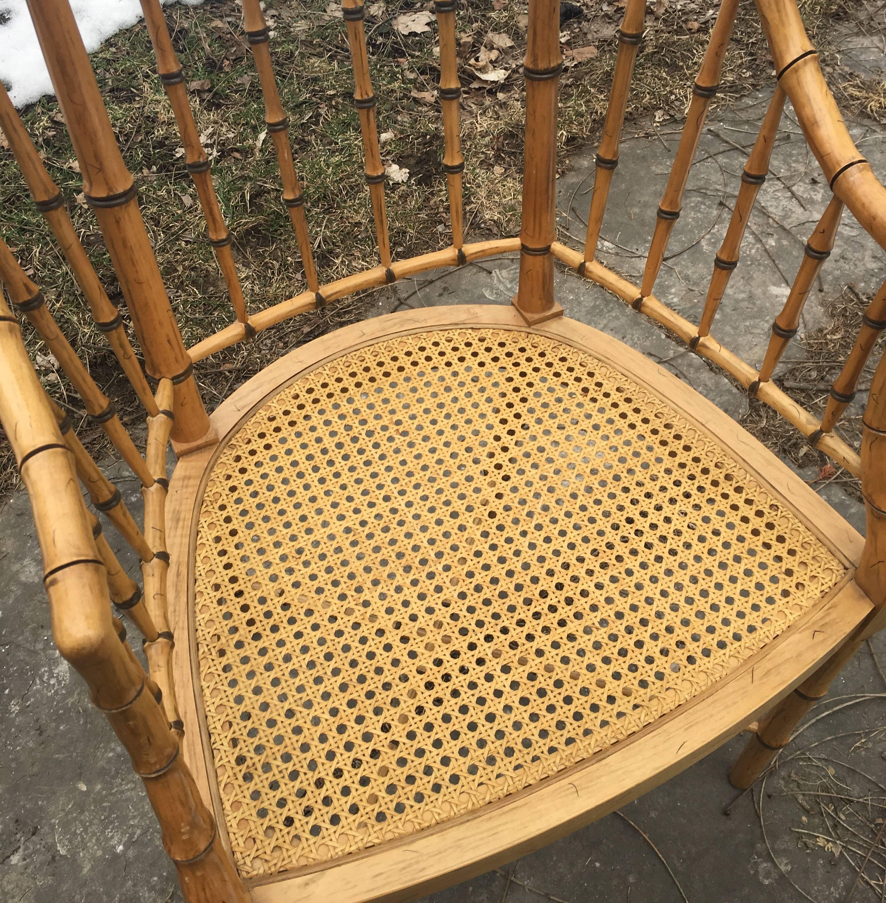 20th Century Regency Style Faux Bamboo Armchair