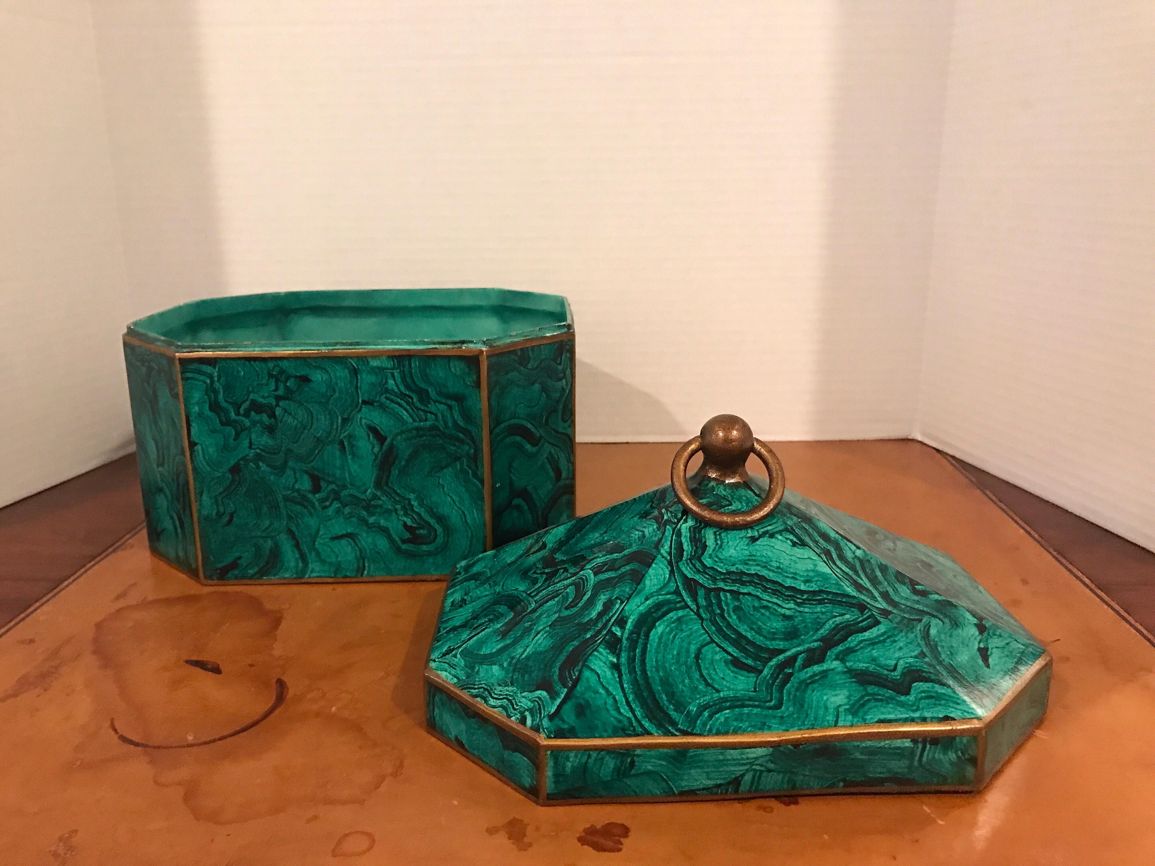 Tôle Regency Style Faux Malachite Tole Box