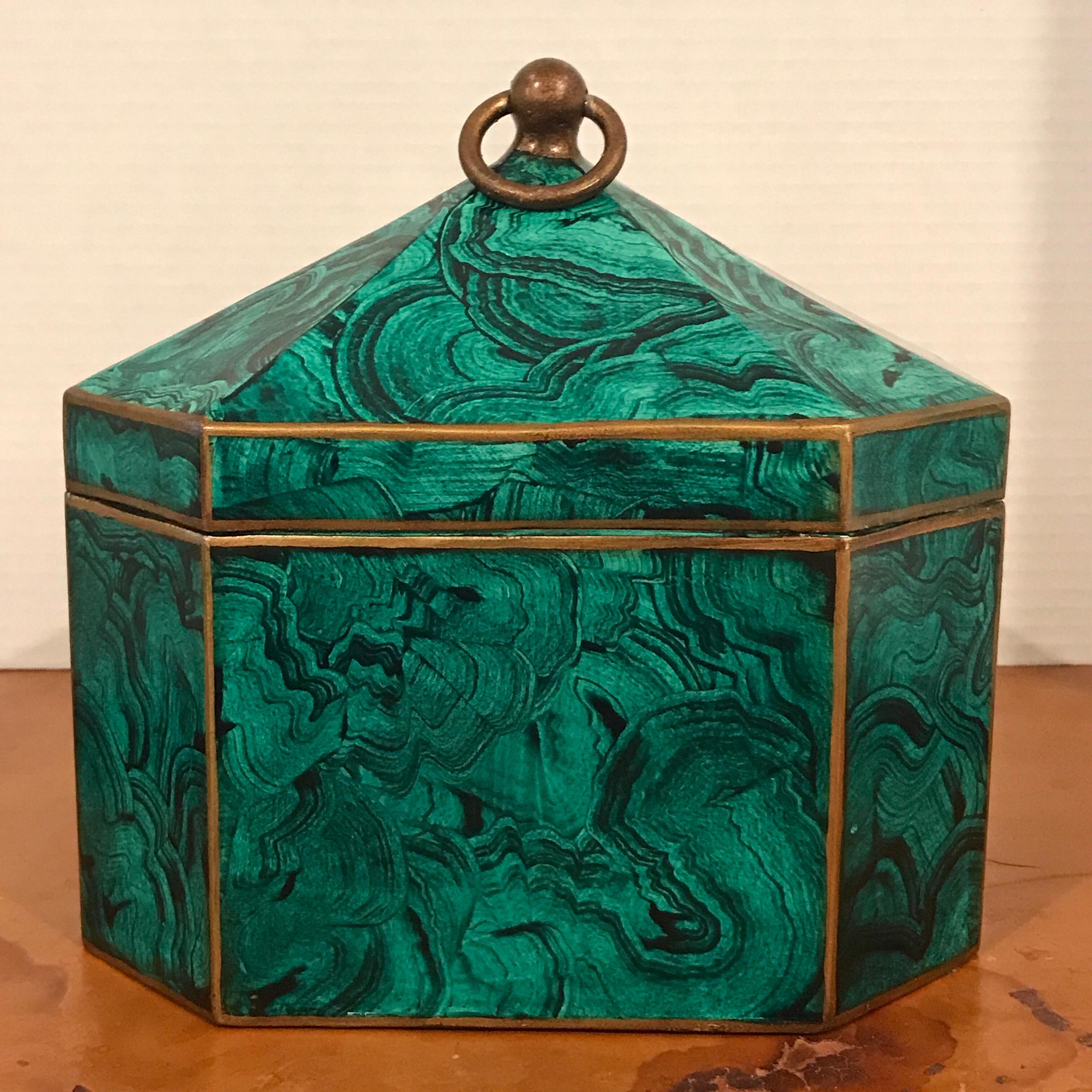 Regency Style Faux Malachite Tole Box 2