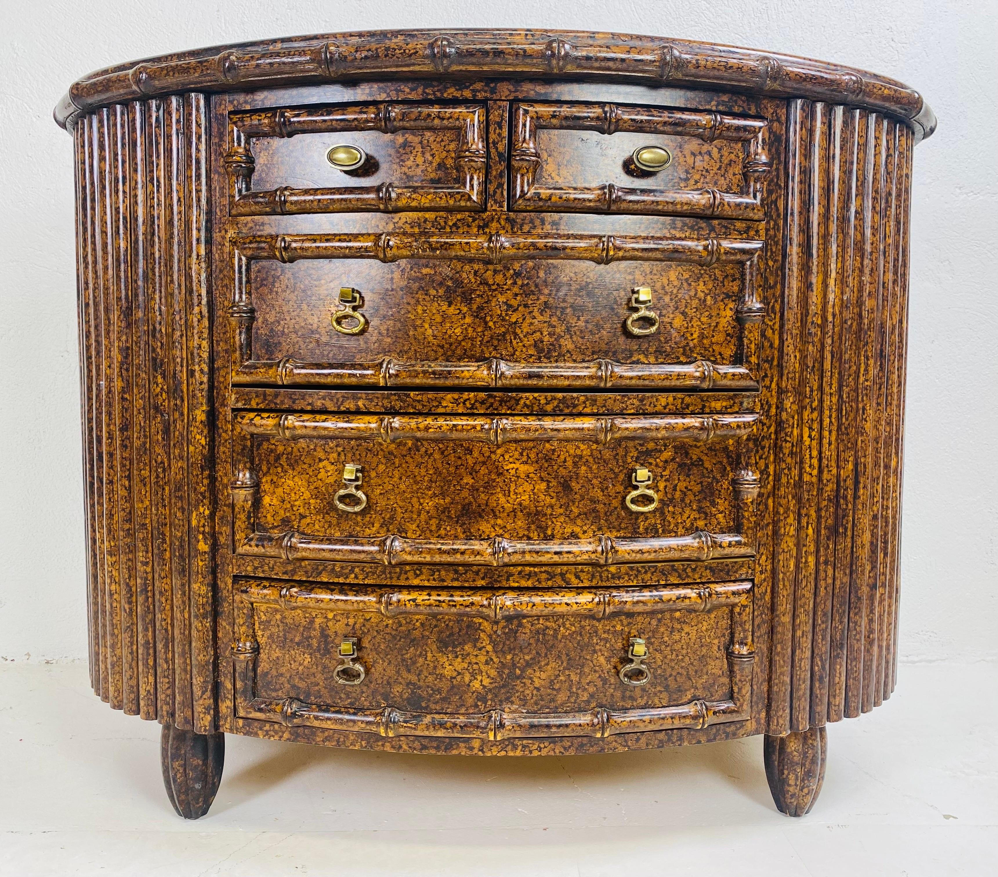 Regency style faux tortoiseshell chest of drawers after Maitland Smith For Sale 1
