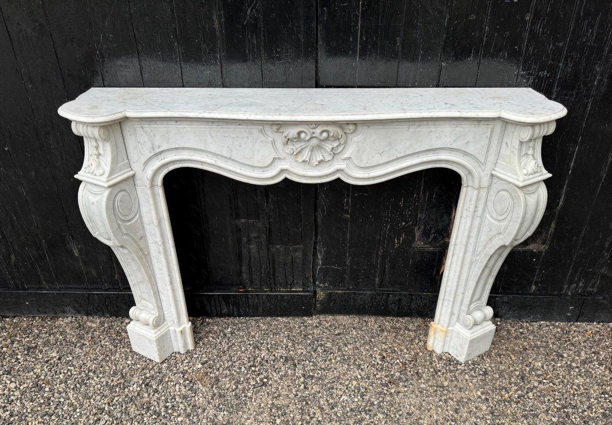 Regency Style Fireplace In White Carrara Marble 
Hearth dimensions: 109.5 x 83 cm