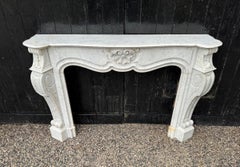 Regency Style Fireplace In White Carrara Marble, Circa 1880