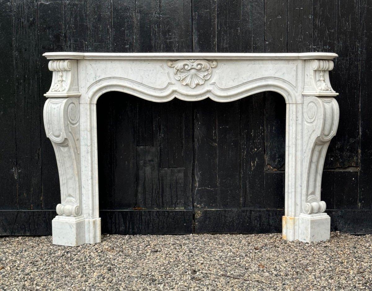 European Regency Style Fireplace In White Carrara Marble, Circa 1880 For Sale