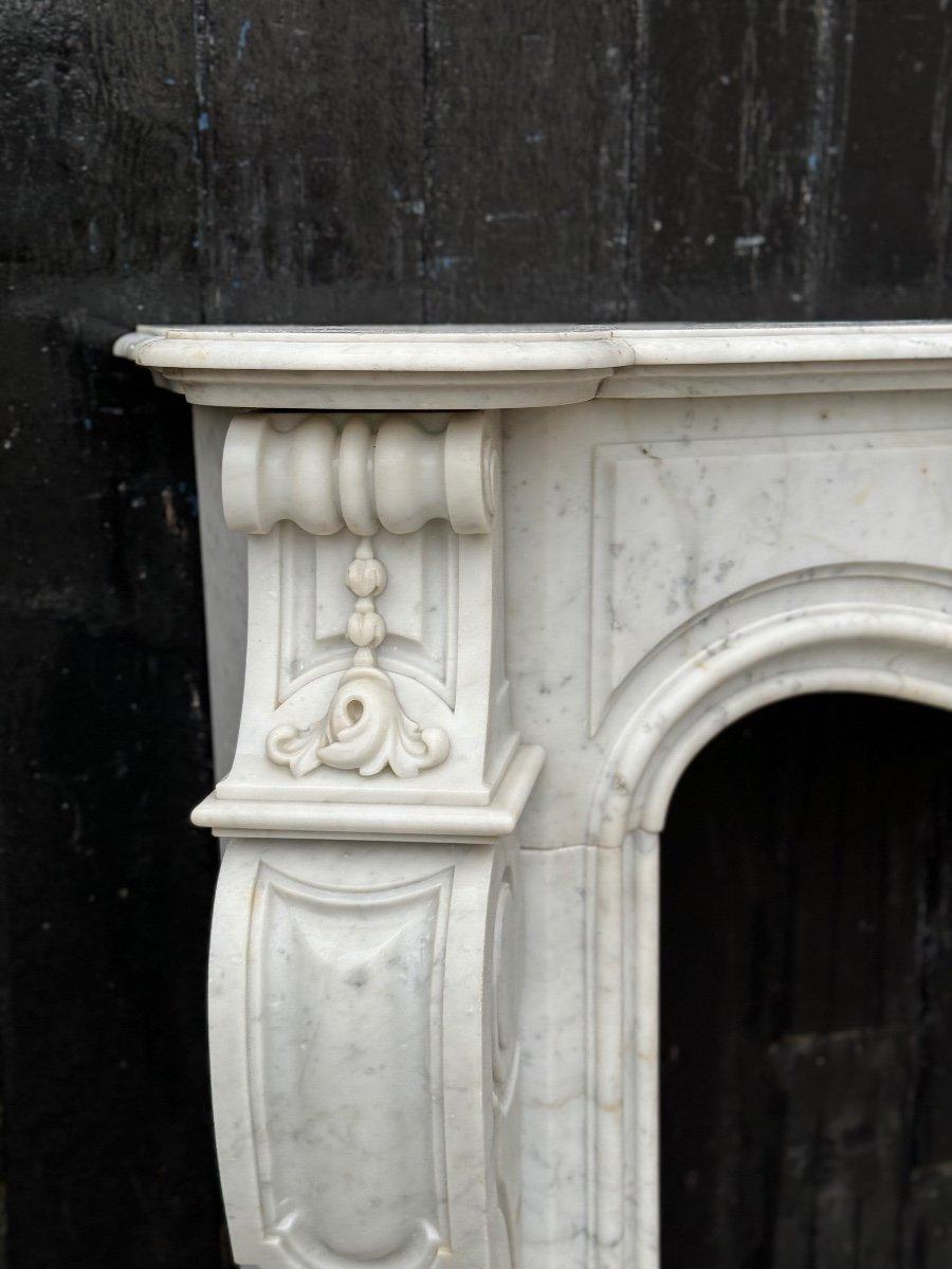 Regency Style Fireplace In White Carrara Marble, Circa 1880 For Sale 1