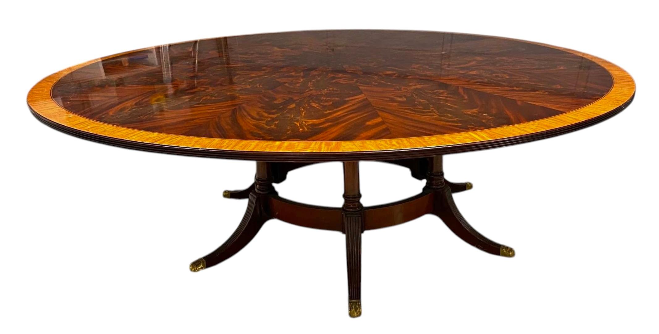 American Regency Style Flame Mahogany 84” Round Dining Table