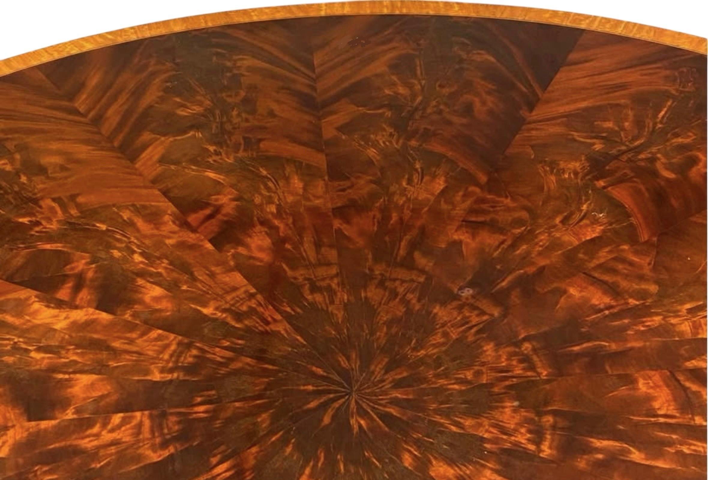 Late 20th Century Regency Style Flame Mahogany 84” Round Dining Table