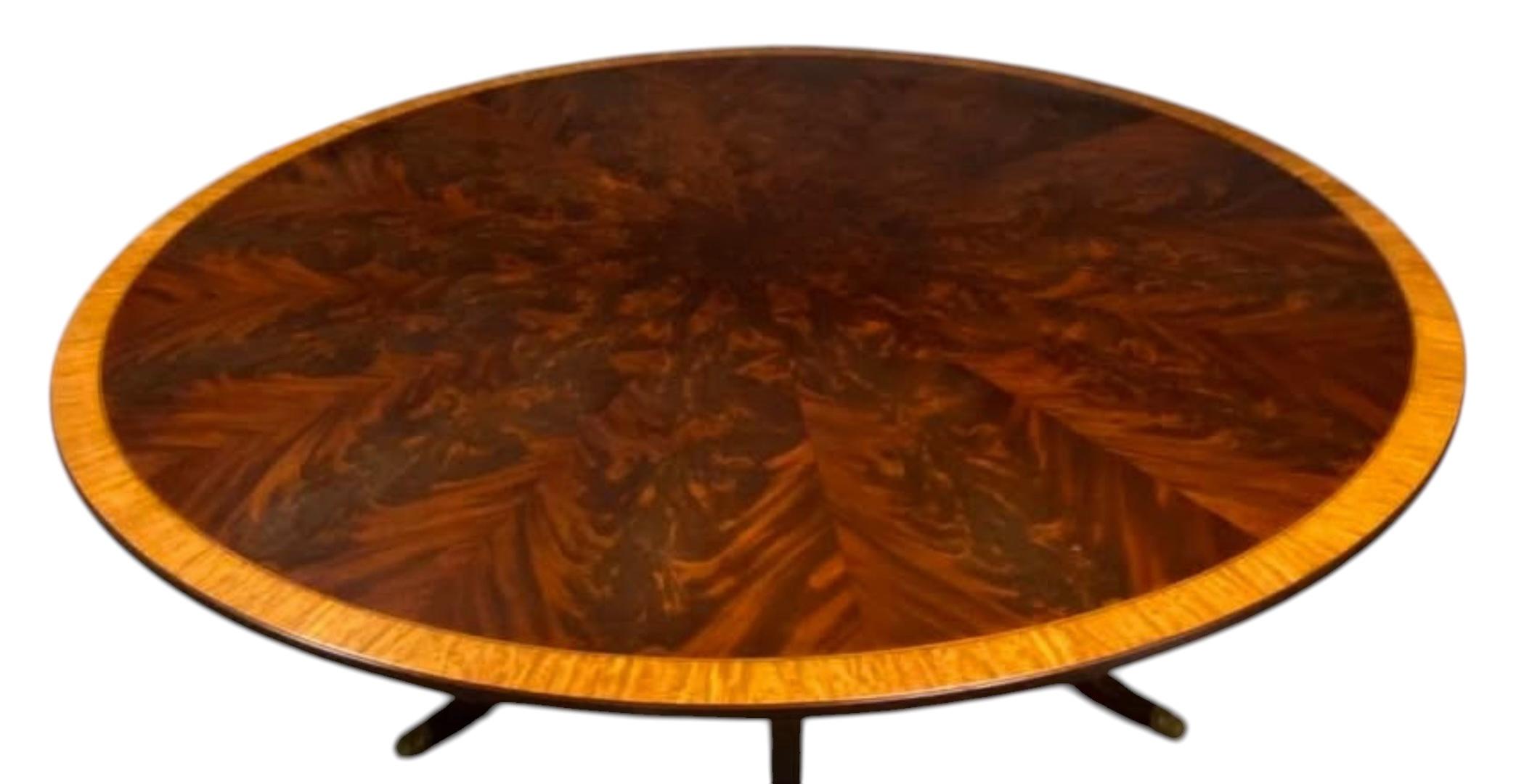 Regency Style Flame Mahogany 84” Round Dining Table 2