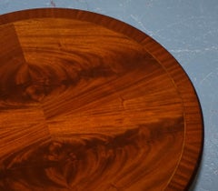 REGENCY STYLE FLAMED HARDWOOD SMALL DRUM TABLE PEDESTAL WITH LiON PAW FEET