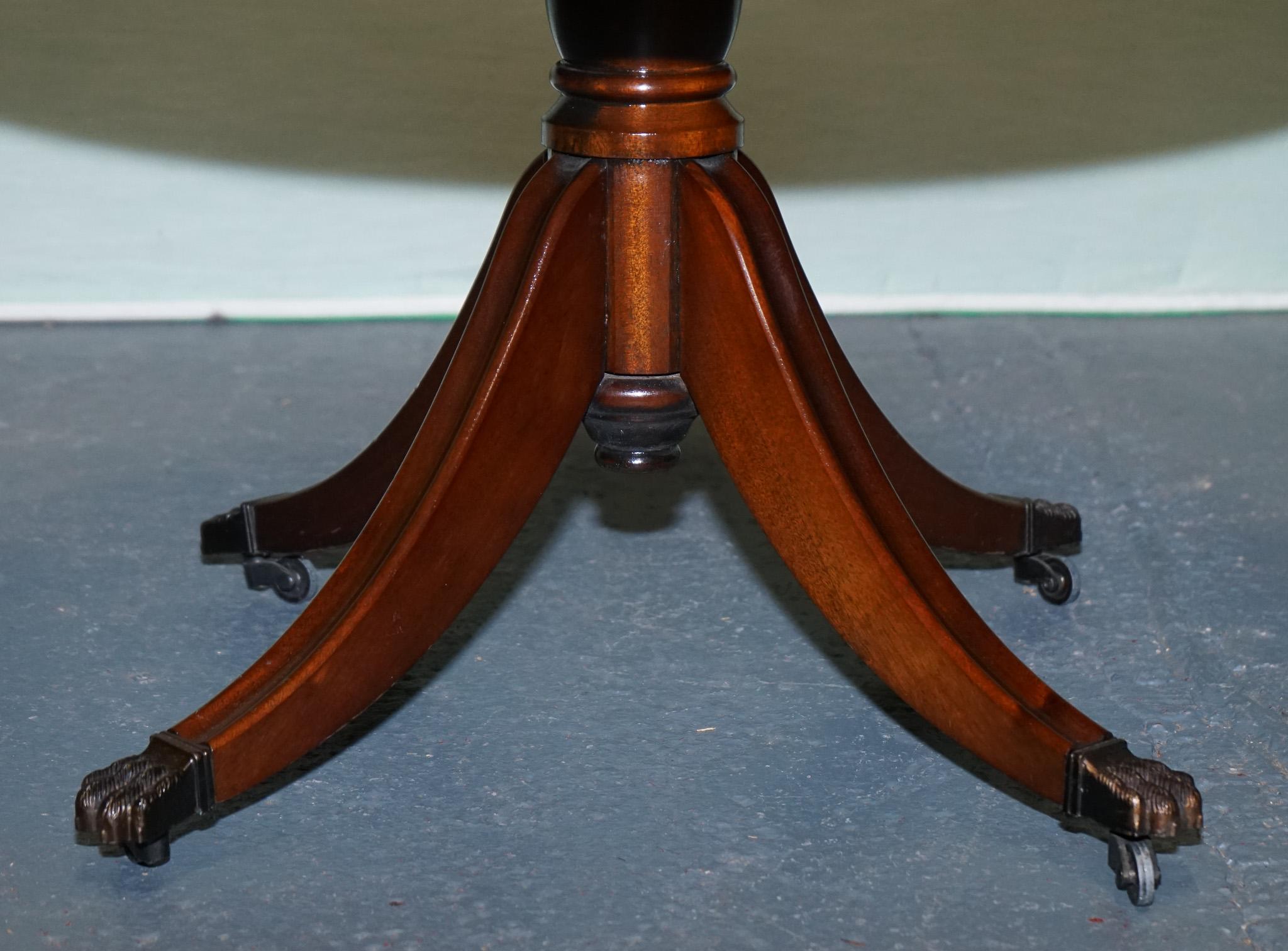 Hardwood REGENCY STYLE FLAMED HARDWOOD SMALL DRUM TABLE PEDESTAL WITH LiON PAW FEET For Sale