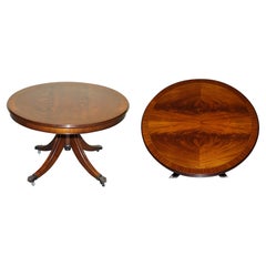 REGENCY STYLE FLAMED HARDWOOD SMALL DRUM TABLE PEDESTAL WITH LiON PAW FEET