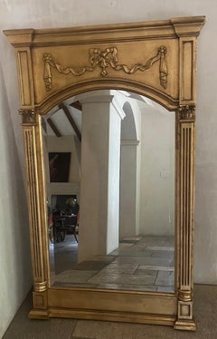 Regency Style French Trumeau Giltwood Mirror, c. 1960's