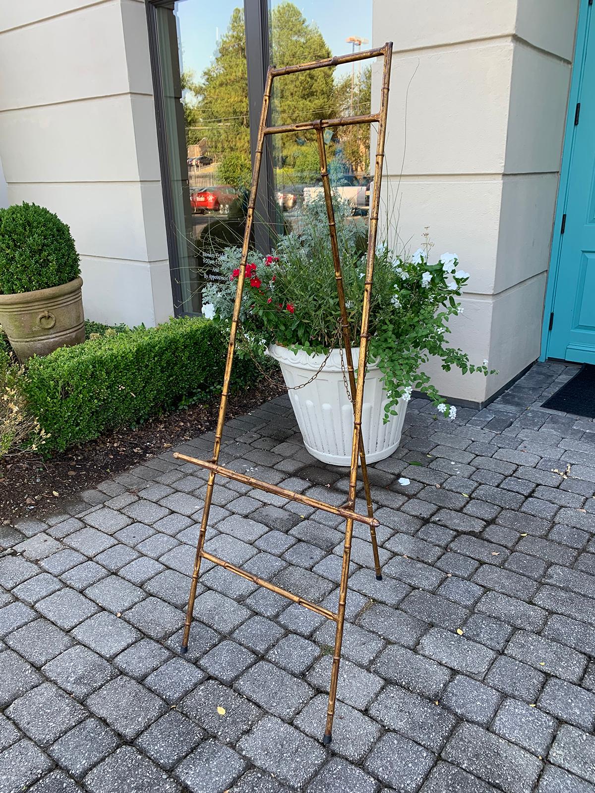 Hollywood Regency Regency Style Gilded Metal Faux Bamboo Easel, circa 1960s
